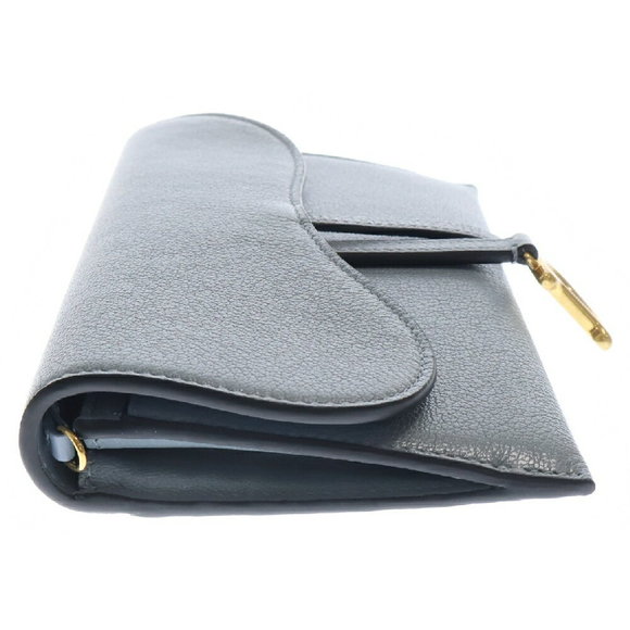DIOR Saddle Leather Chain Wallet Long Low Clair Grey - Picture 3 of 6